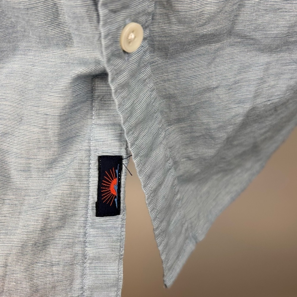 Faherty Linen Blend Button Down Shirt Men’s Large Light Blue Coastal Beach - Picture 7 of 10